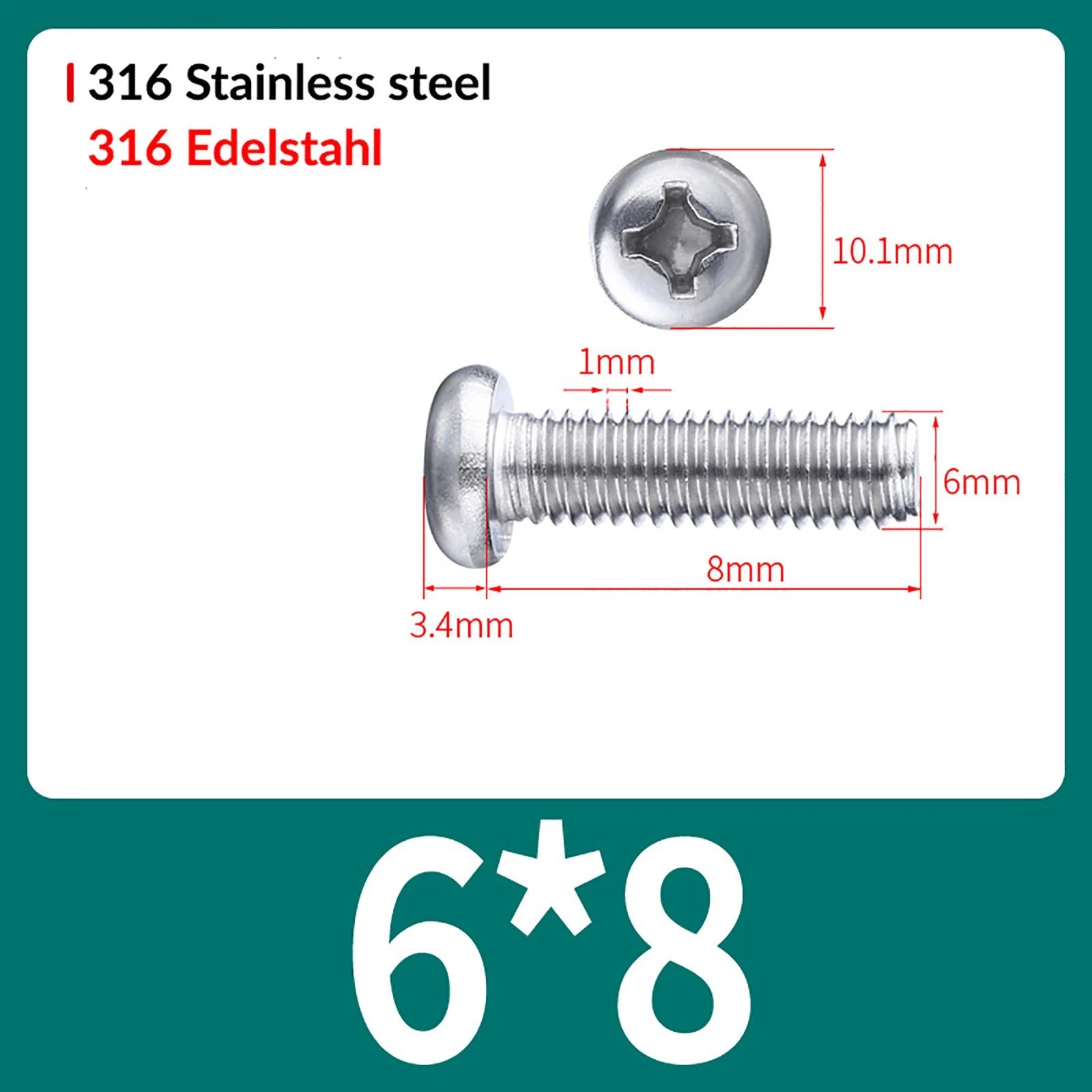 M2 M3 M4 M5 M6 M8 A4 Stainless Steel Phillips Pan Head Machine Screws – DIN 7985, Fully Threaded (4–80mm)