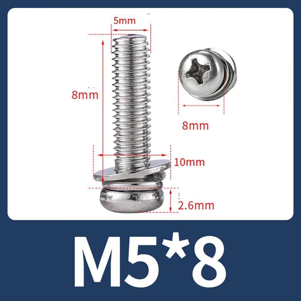 M2–M10 Phillips Button Head Machine Screws — 304 Stainless Steel - HomeDIYer