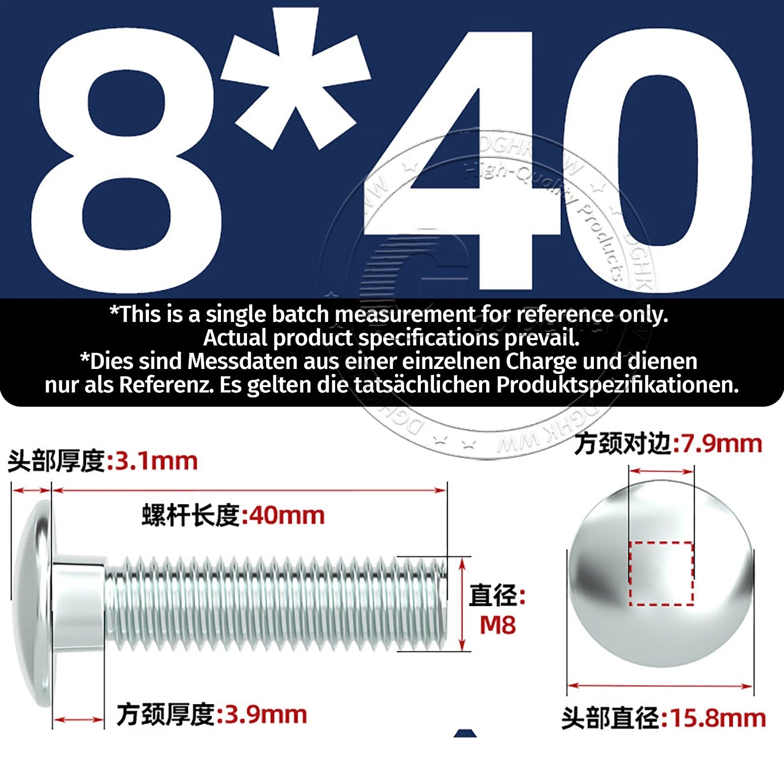 M4–M12 Zinc-Plated Cup Square Carriage Bolts with Flange Nuts | 8–150mm