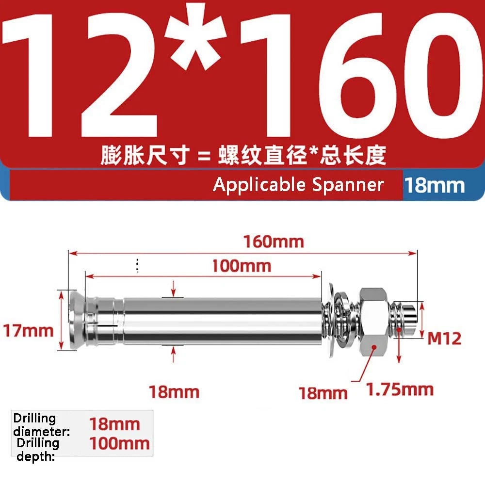 Stainless Steel Expansion Anchor Bolts — M8 to M20, 201 & 304, A/B Type
