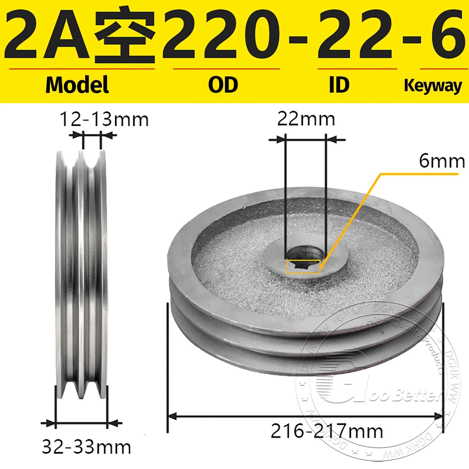 V-Belt Pulley Motor Pulleys Hollow 6-8mm Discs Dia Ø120-250mm For 2A Type Belts