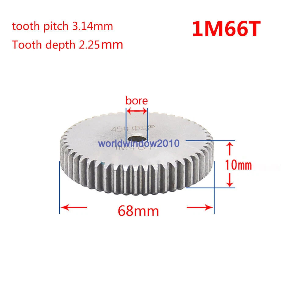 45# Steel Spur Gear 1M12T-1M100T Metal Mod 1 Pinion Gear 12-100 Tooth Moter Gear