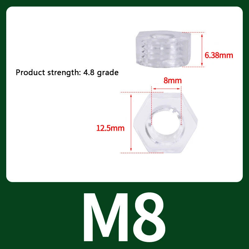 M2-M10 Clear Plastic Phillips Round/Pan Head Machine Screws Cross Screws Hex Nut