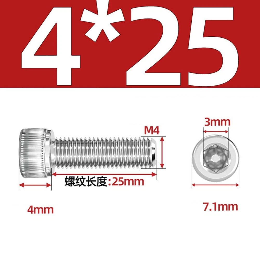 M3 M4 M5 Socket Head Cap Screws – A2 Stainless Steel, High Strength & Corrosion Resistant
