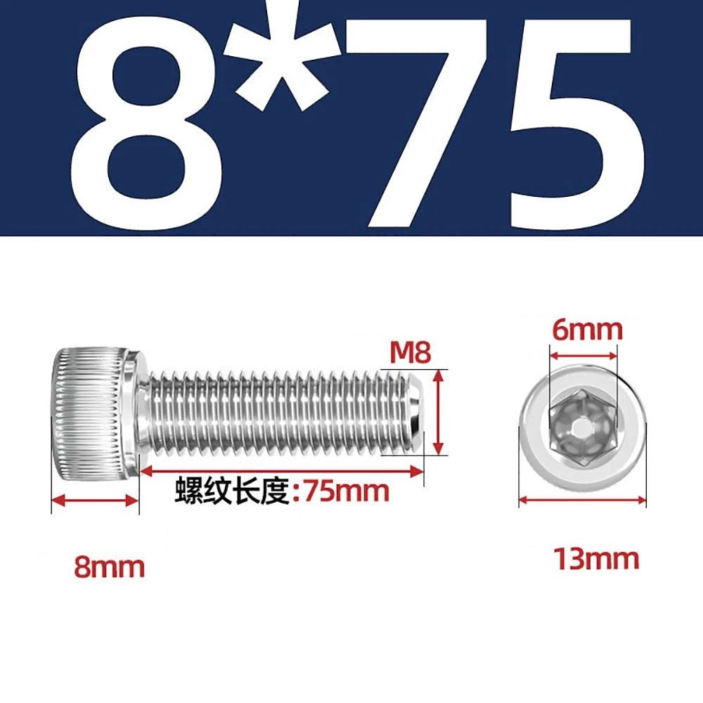 Socket Head Cap Screws – A2 Stainless Steel, M6 to M24, Hex Drive (DIN 912)