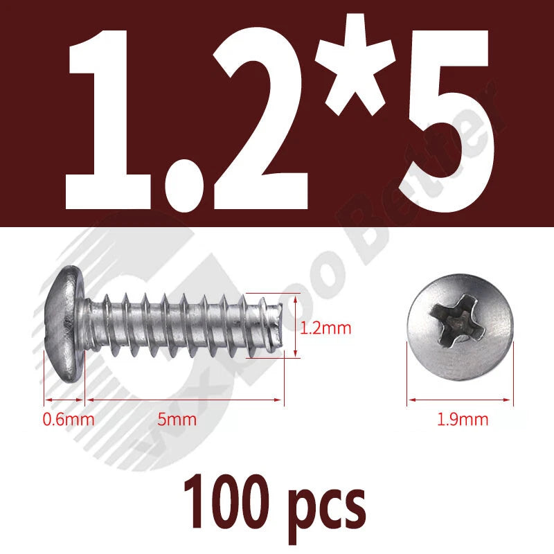 Pan Head Sheet Metal Screws Metric M1~M6 A2 Stainless Steel Sheet Metal Screws