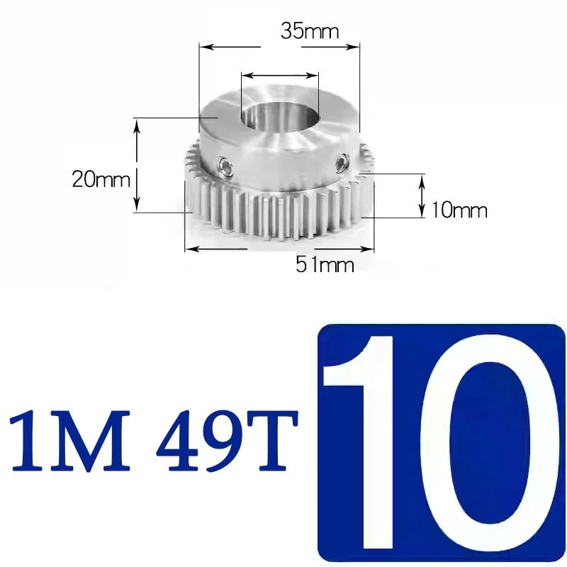 Spur Gears 1M Transmission Gear With Step Stainless Steel Motor Gear 32~50 Teeth