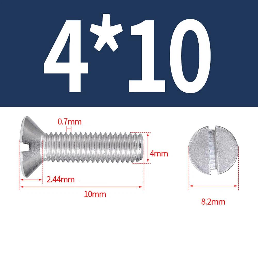 M1.6–M8 A2 Stainless Steel Flat Head Slotted Machine Screws | Countersunk Bolts