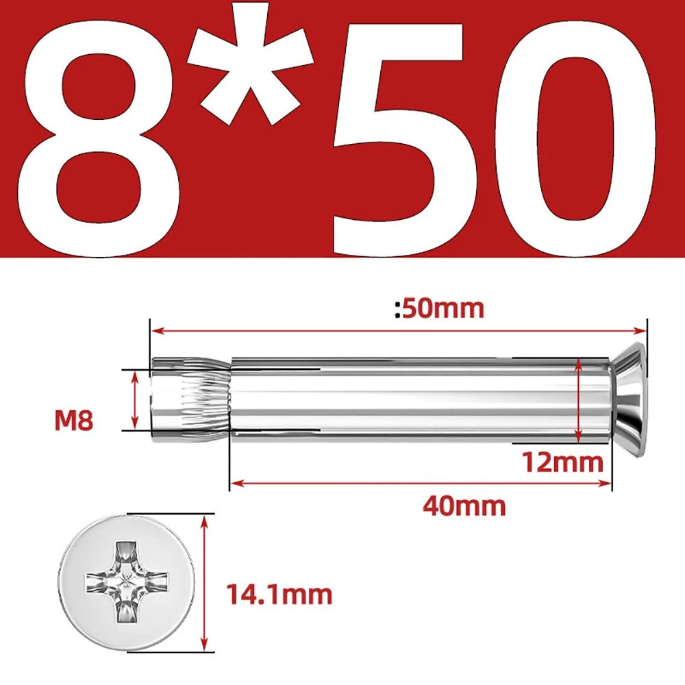 Sleeve Anchor Countersunk Phillips Expansion Bolts M6–M12 | 304/201 SS & Zinc
