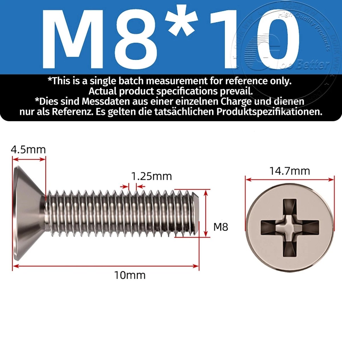 Titanium Phillips Flat Head Machine Screws — GR2 Countersunk, M2 to M8 - HomeDIYer
