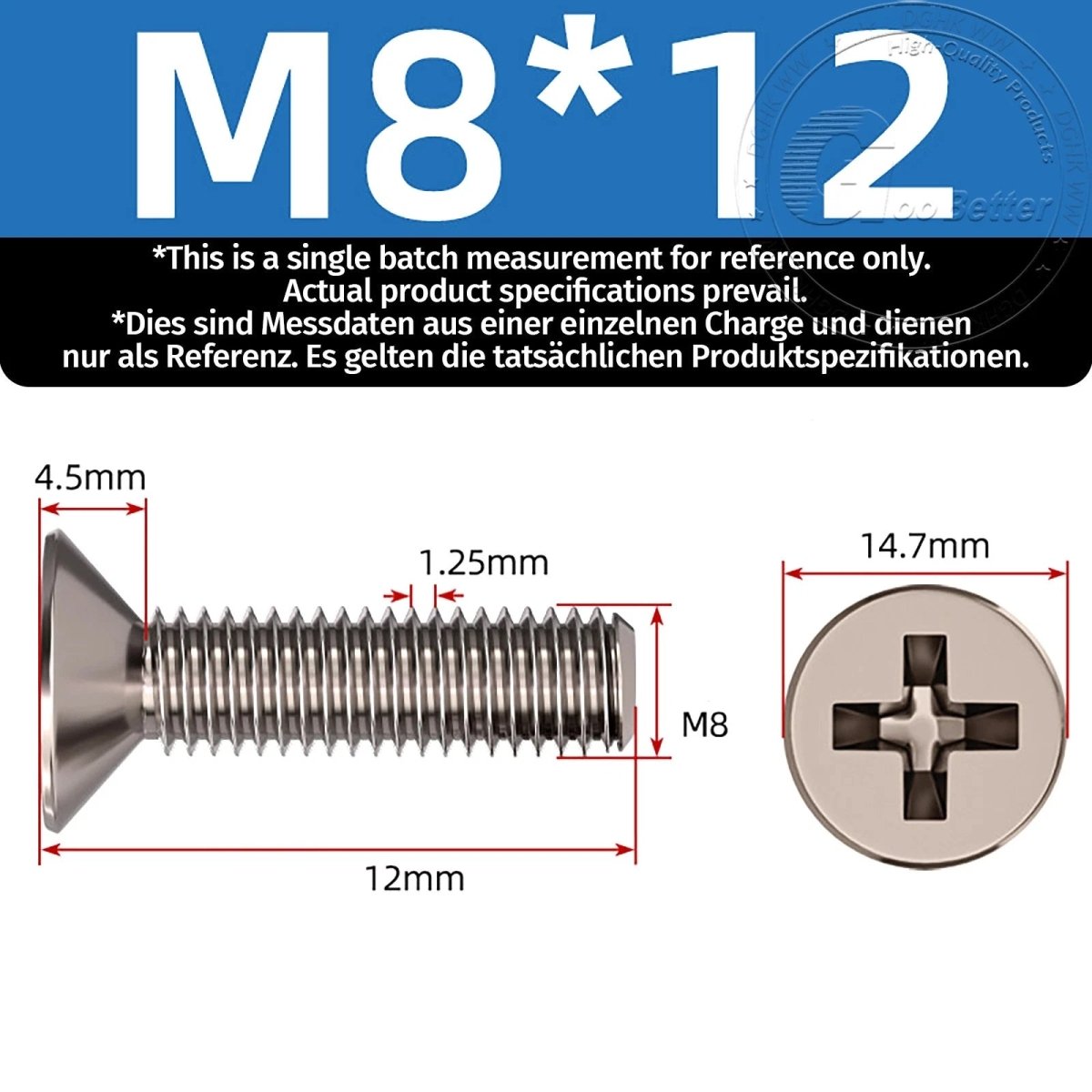 Titanium Phillips Flat Head Machine Screws — GR2 Countersunk, M2 to M8 - HomeDIYer