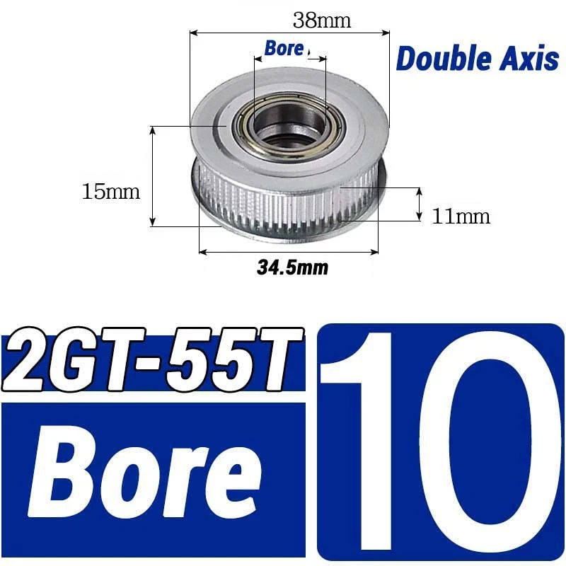 GT2 Timing Belt Pulley 16-100 Teeth 6-10mm Teeth Width Bore 3mm-25mm For 3D