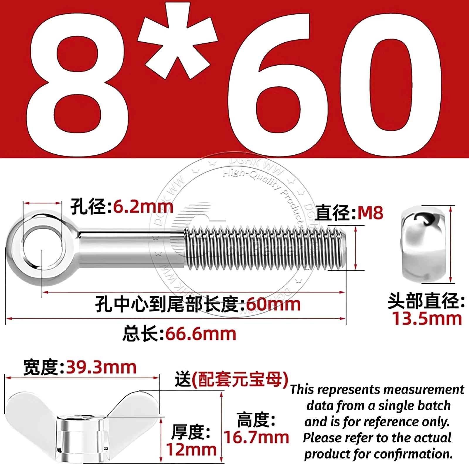 Eye Bolts with Nut — Forged Stainless Steel Threaded Ring Hanging Screws