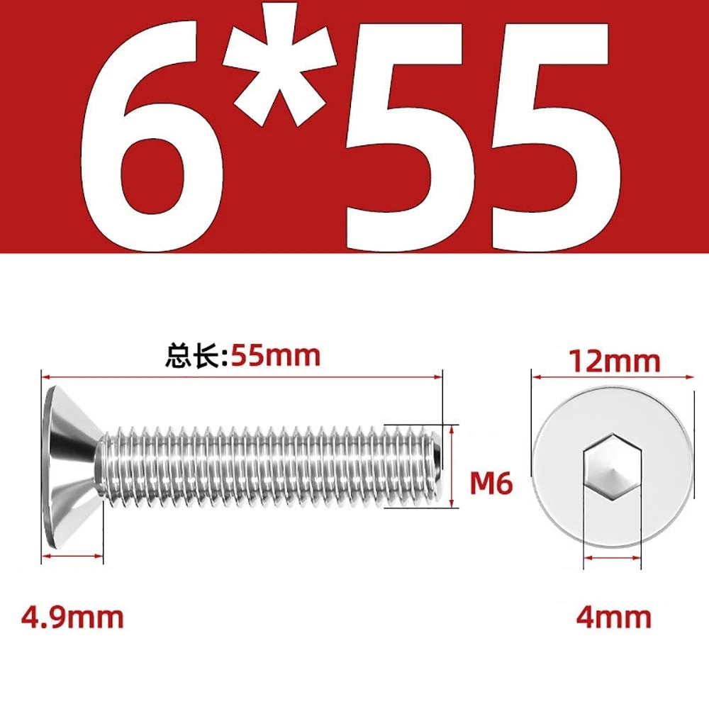 Countersunk Hex Socket Screws – A2 Stainless Steel, M2 to M16, DIN 7991, Fully Threaded