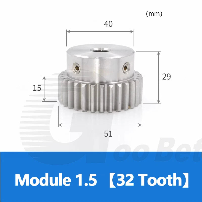 Mod 0.5 1 1.5 2 Precision Spur Gear Stainless Steel with Hub 12 Tooth - 60 Tooth