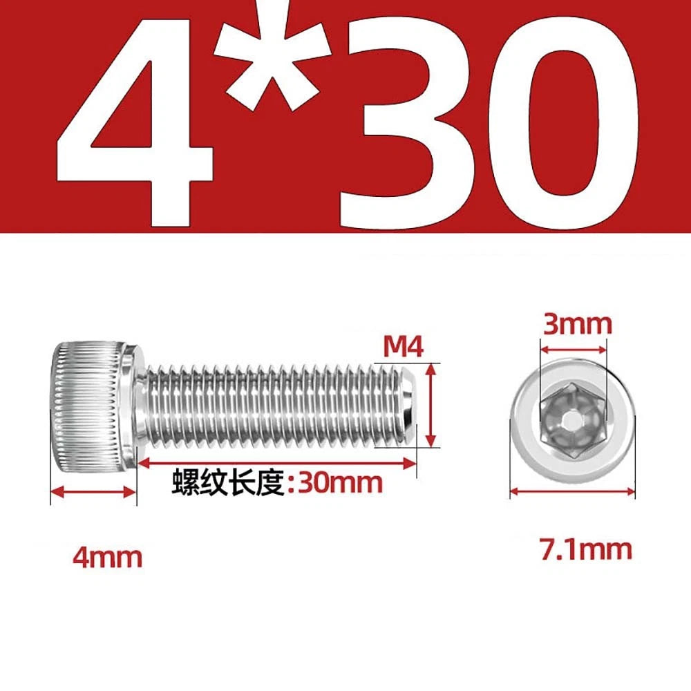M3 M4 M5 Socket Head Cap Screws – A2 Stainless Steel, High Strength & Corrosion Resistant