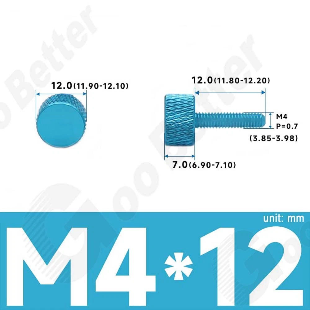 M3 M4 Knurled Thumb Screws – Aluminum Alloy Flat Head Hand Knob Bolts