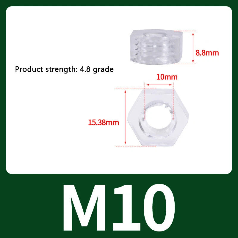 M2-M10 Clear Plastic Phillips Round/Pan Head Machine Screws Cross Screws Hex Nut