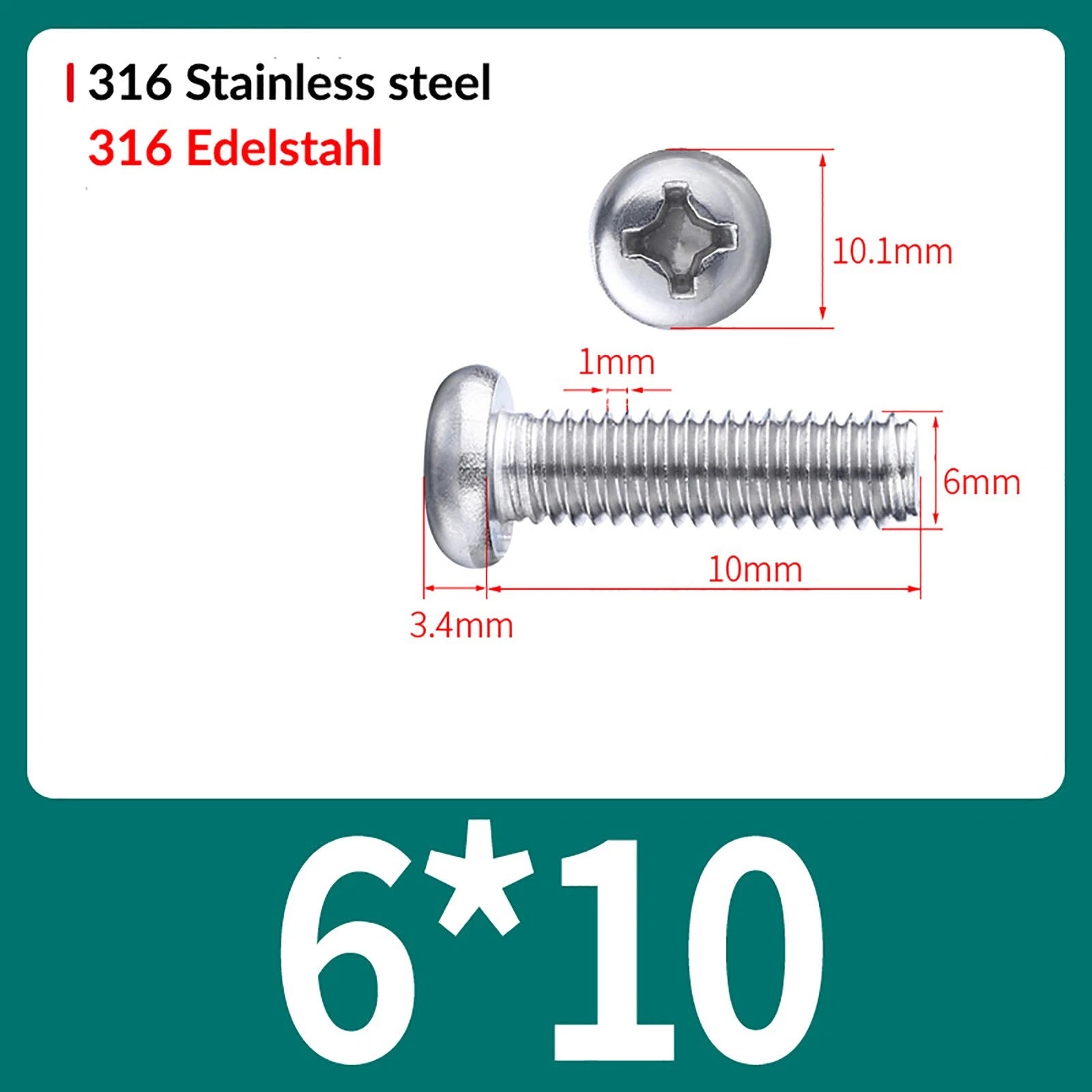 M2 M3 M4 M5 M6 M8 A4 Stainless Steel Phillips Pan Head Machine Screws – DIN 7985, Fully Threaded (4–80mm)
