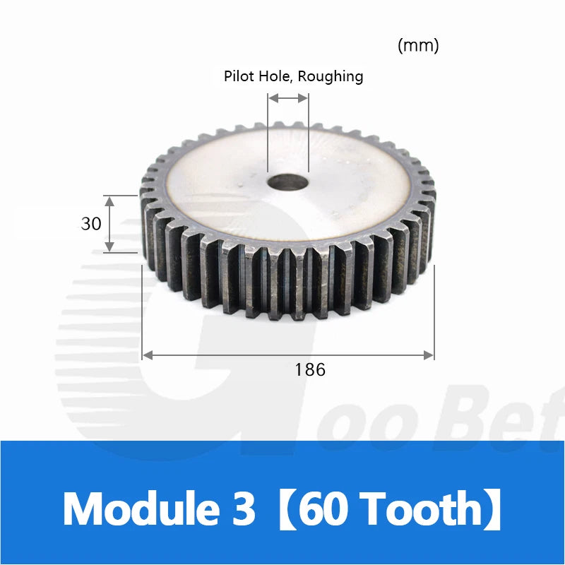 Module 3 Spur Gear C45 Steel 12 - 120 Tooth Hardened Motor Pinion Cogwheel Flat