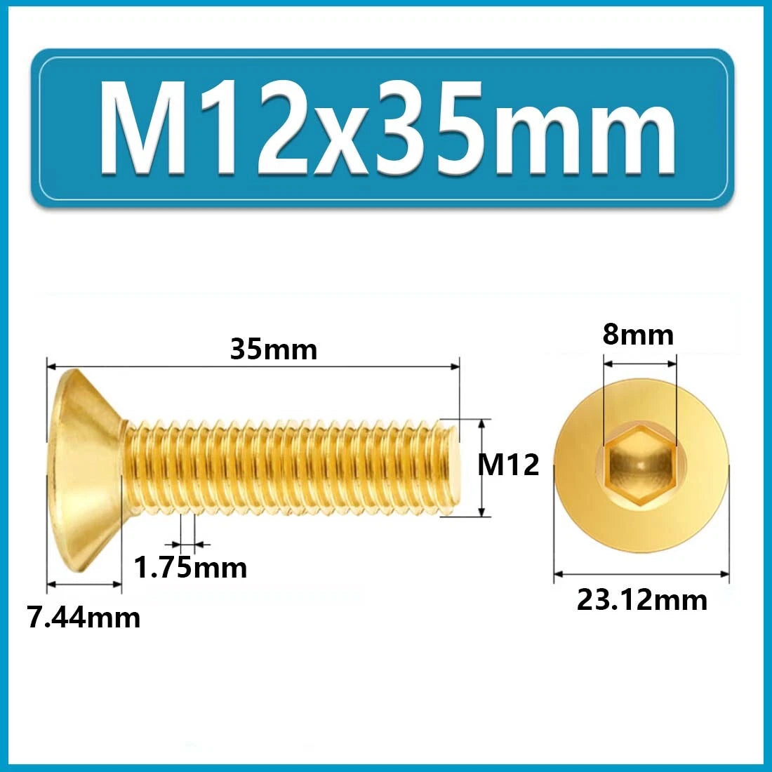 Solid Brass Hex Socket Countersunk Machine Screws – M3 to M12, Allen Drive, Flat Head (8–50mm)