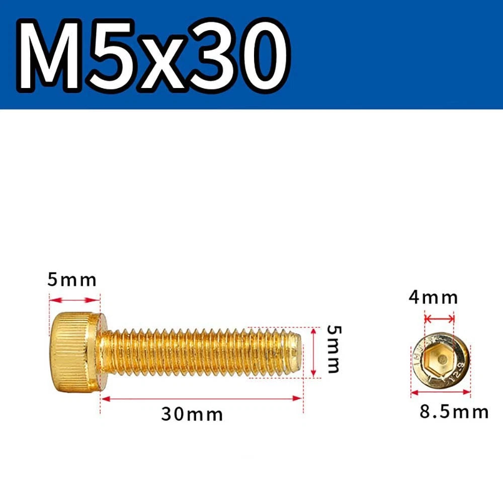 Titanium‑Coated Socket Head Cap Screws – Carbon Steel, M2 to M5, Fully Threaded