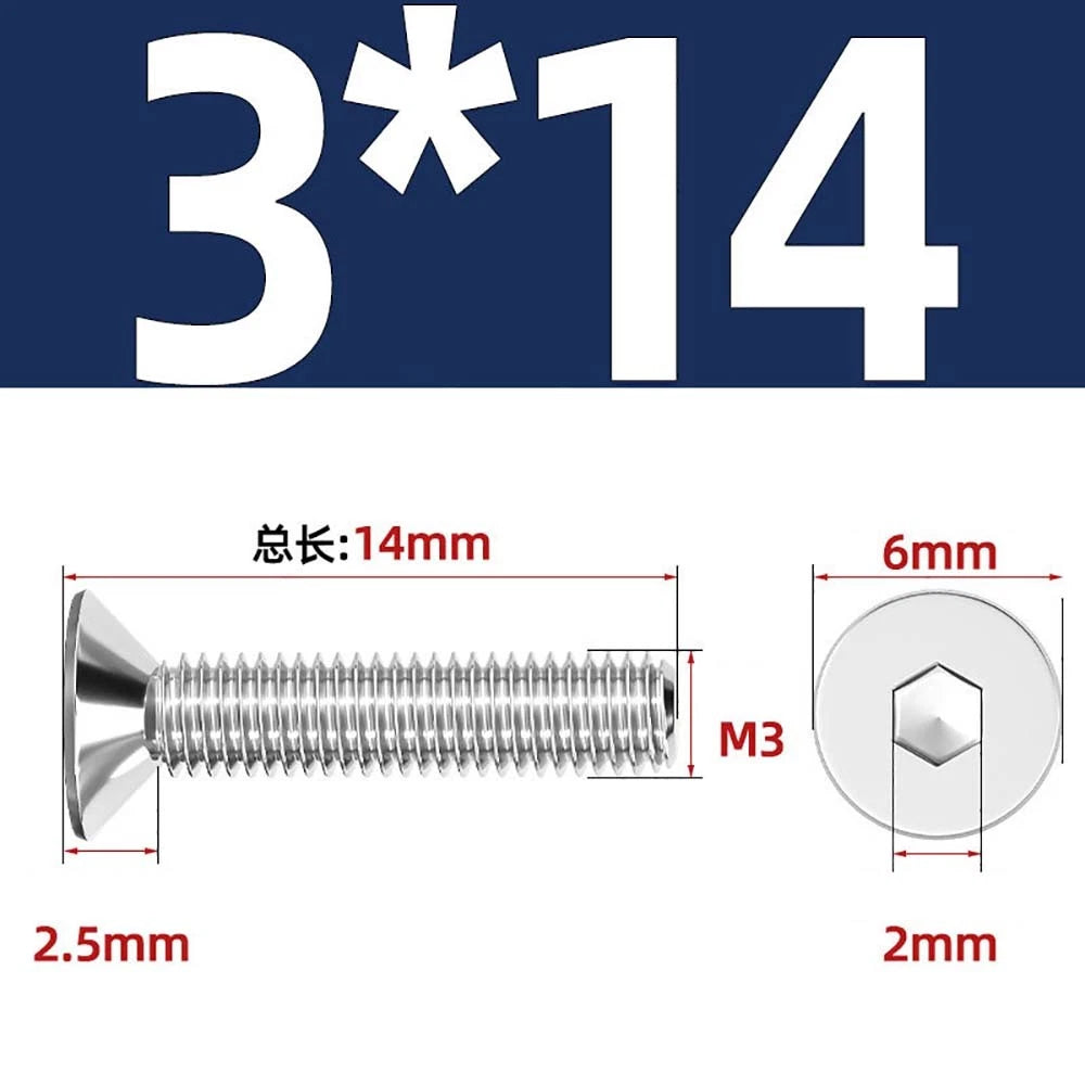 Countersunk Hex Socket Screws – A2 Stainless Steel, M2 to M16, DIN 7991, Fully Threaded