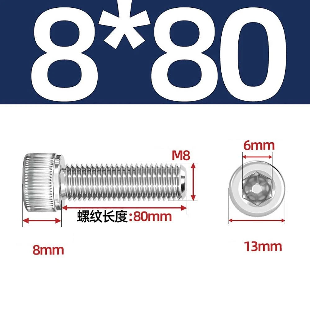 Socket Head Cap Screws – A2 Stainless Steel, M6 to M24, Hex Drive (DIN 912)
