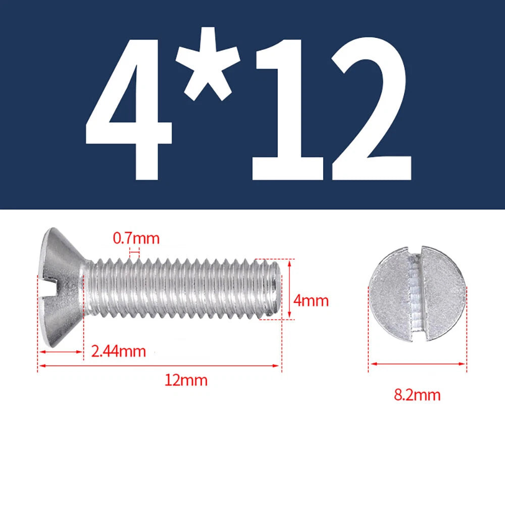 M1.6–M8 A2 Stainless Steel Flat Head Slotted Machine Screws | Countersunk Bolts