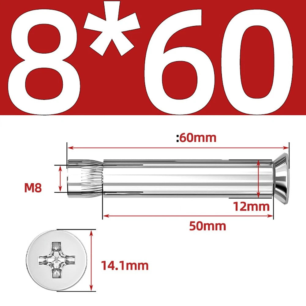 Sleeve Anchor Countersunk Phillips Expansion Bolts M6–M12 | 304/201 SS & Zinc