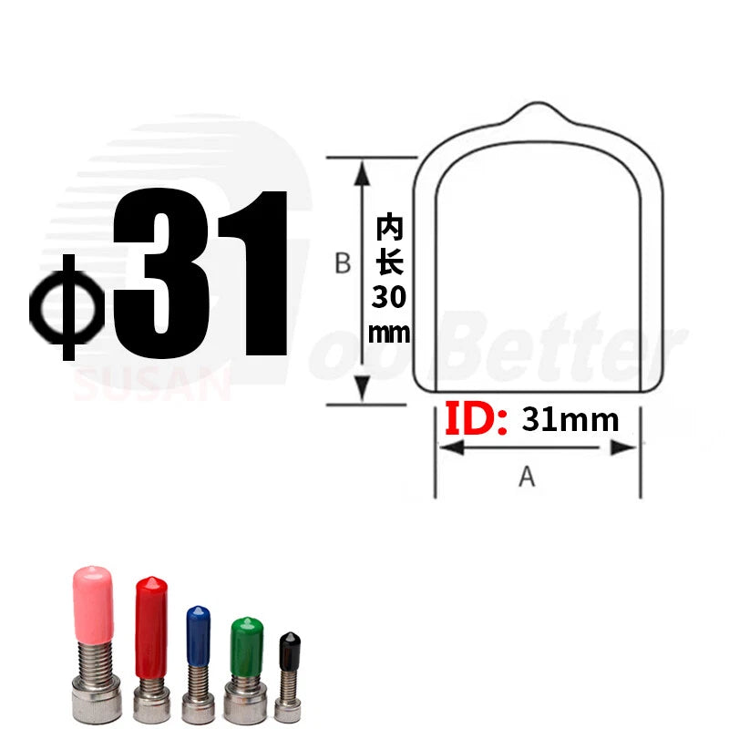 PVC End Caps for Screws, Bolts, Rods & Tubes – Thread Cover Protector, Cable Insulation Caps (1.3mm – 90mm, Black, 15-50mm Lengths)