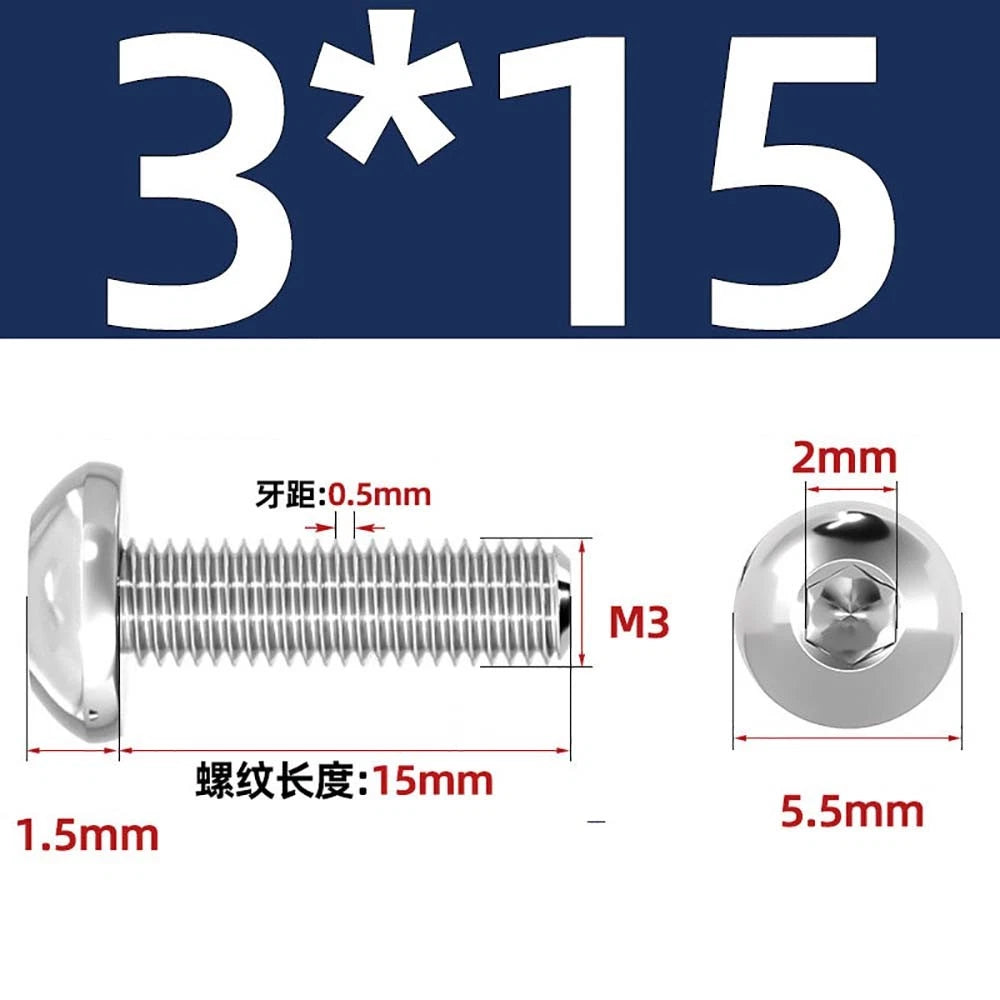 M1.6–M5 A2 Stainless Steel Button Head Socket Cap Screws – Round Pan Head, Hex Drive, Fully Threaded
