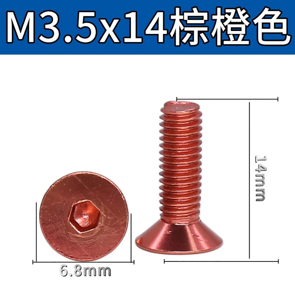 M3.5 / M4 Countersunk Hex Socket Screws — Anodized Aluminum Alloy, 10 Colors