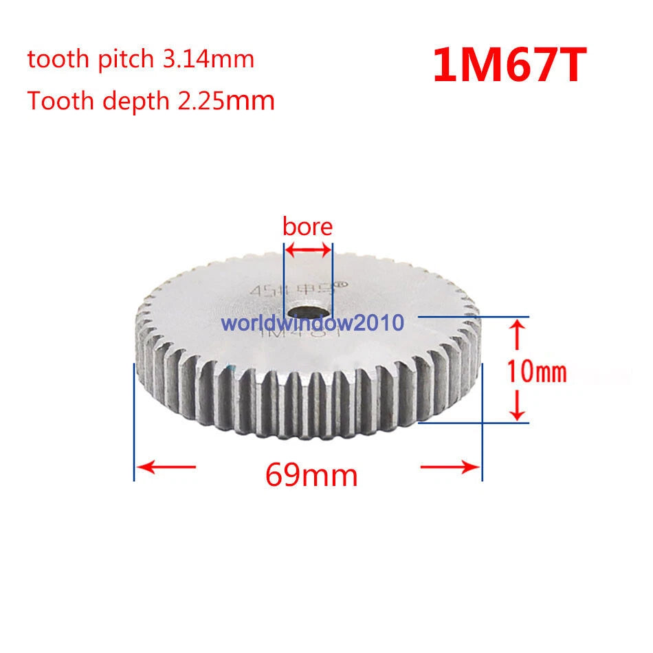 45# Steel Spur Gear 1M12T-1M100T Metal Mod 1 Pinion Gear 12-100 Tooth Moter Gear