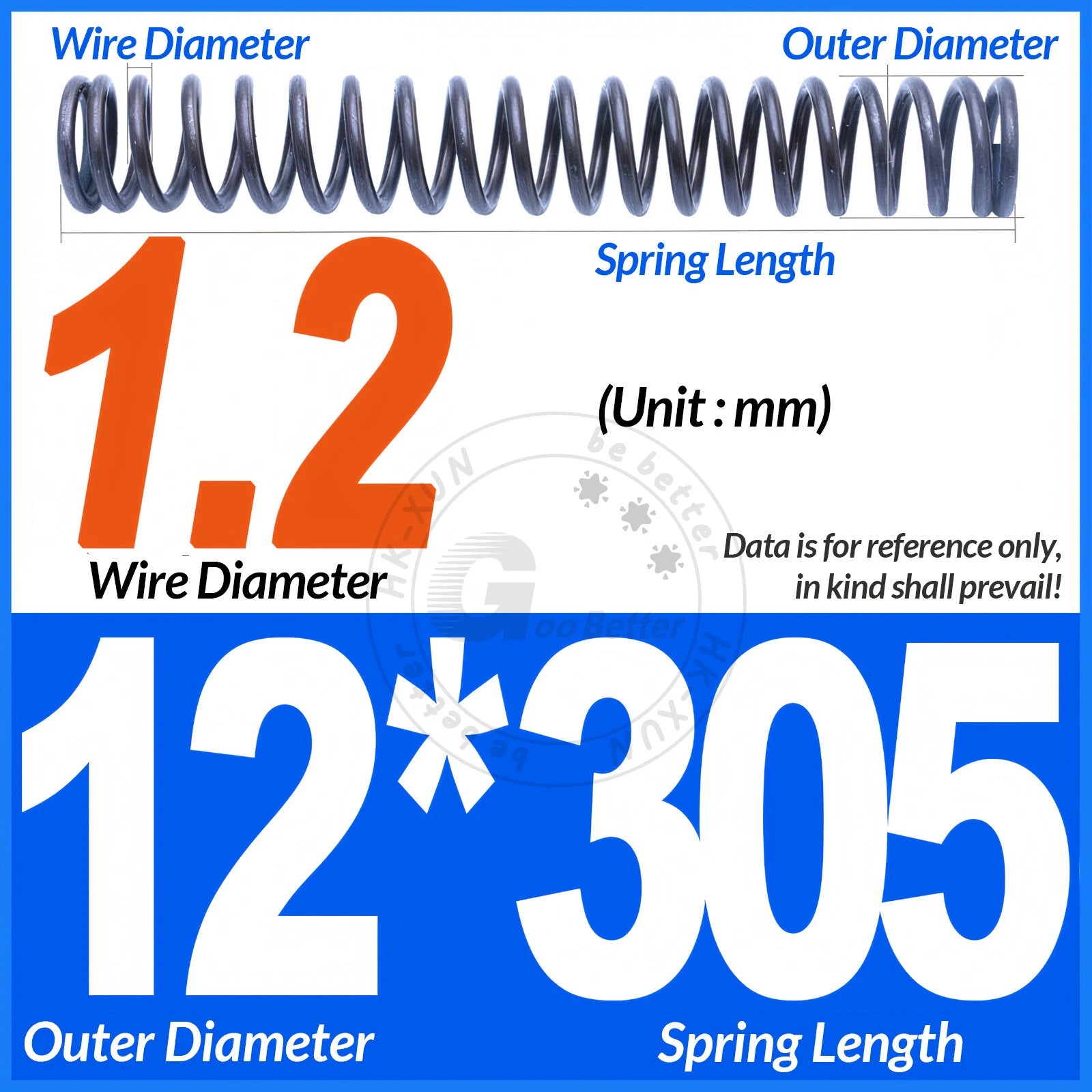 Length 305mm Compression Spring Pressure Springs OD 3-60mm Wire Dia 0.3mm-6.0mm