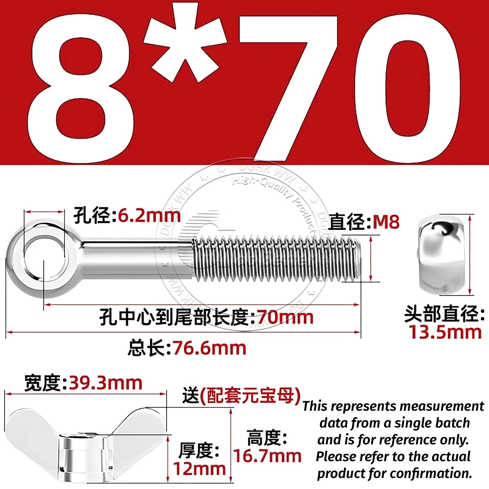 Eye Bolts with Nut — Forged Stainless Steel Threaded Ring Hanging Screws