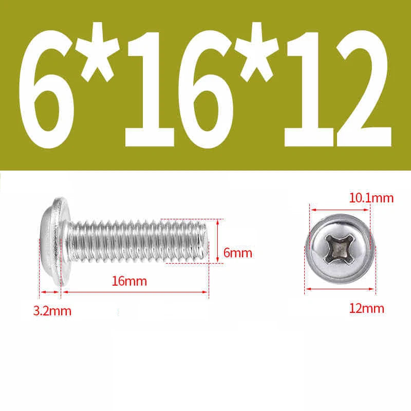 Phillips Flanged Pan Head Machine Screws – 304 / 316 Stainless Steel, Built‑in Washer (3–60mm Lengths)