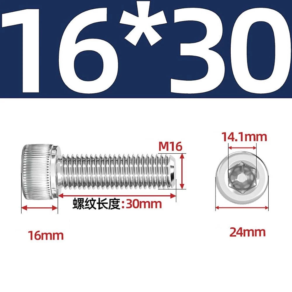 Socket Head Cap Screws – A2 Stainless Steel, M6 to M24, Hex Drive (DIN 912)