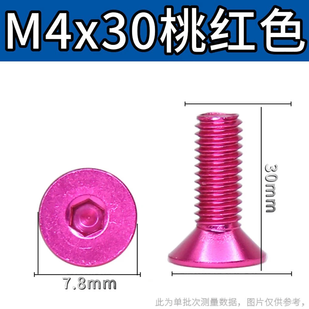 M3.5 / M4 Countersunk Hex Socket Screws — Anodized Aluminum Alloy, 10 Colors