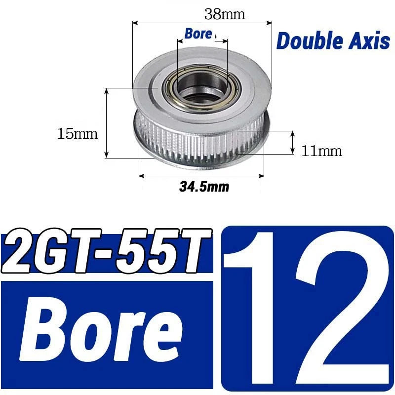 GT2 Timing Belt Pulley 16-100 Teeth 6-10mm Teeth Width Bore 3mm-25mm For 3D