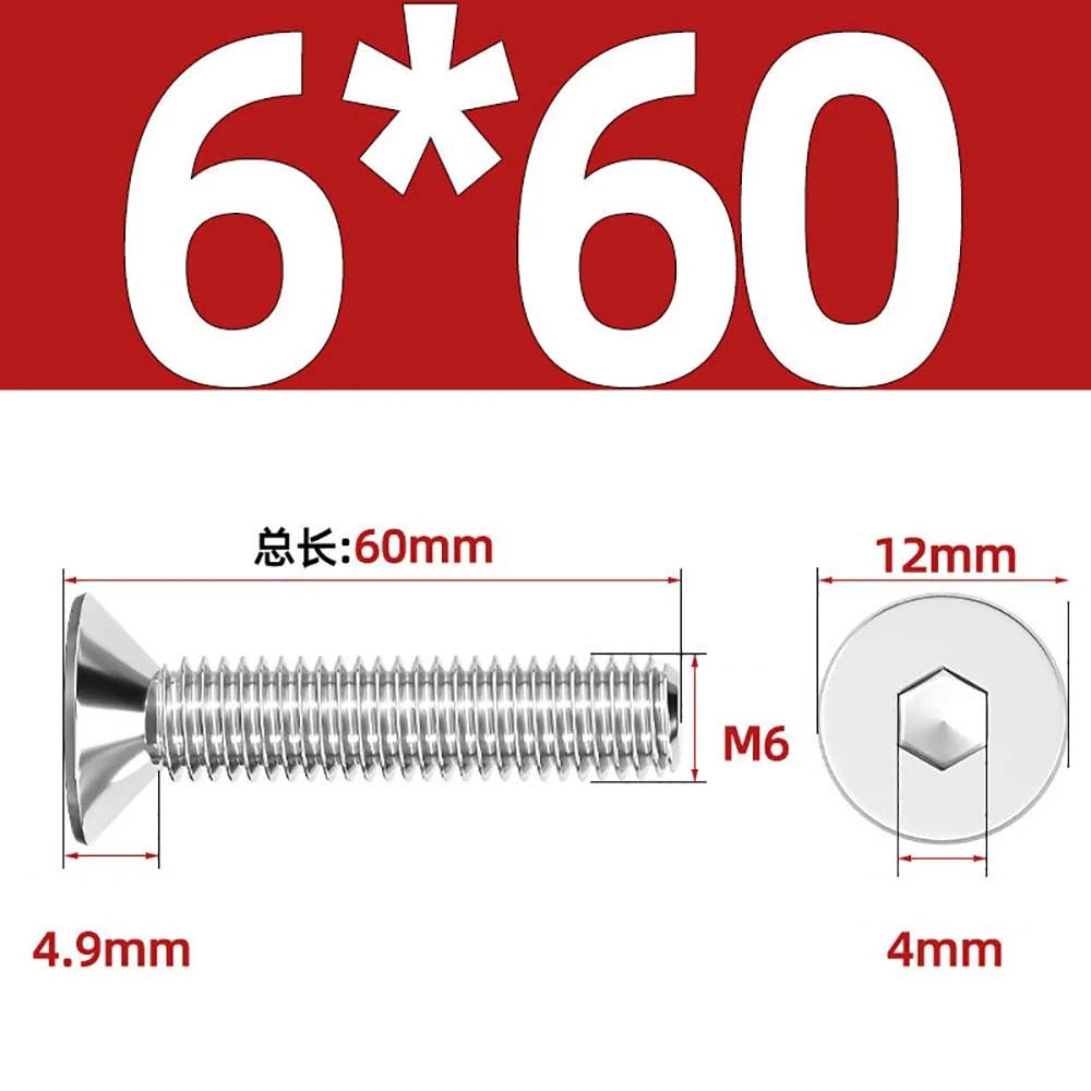 Countersunk Hex Socket Screws – A2 Stainless Steel, M2 to M16, DIN 7991, Fully Threaded