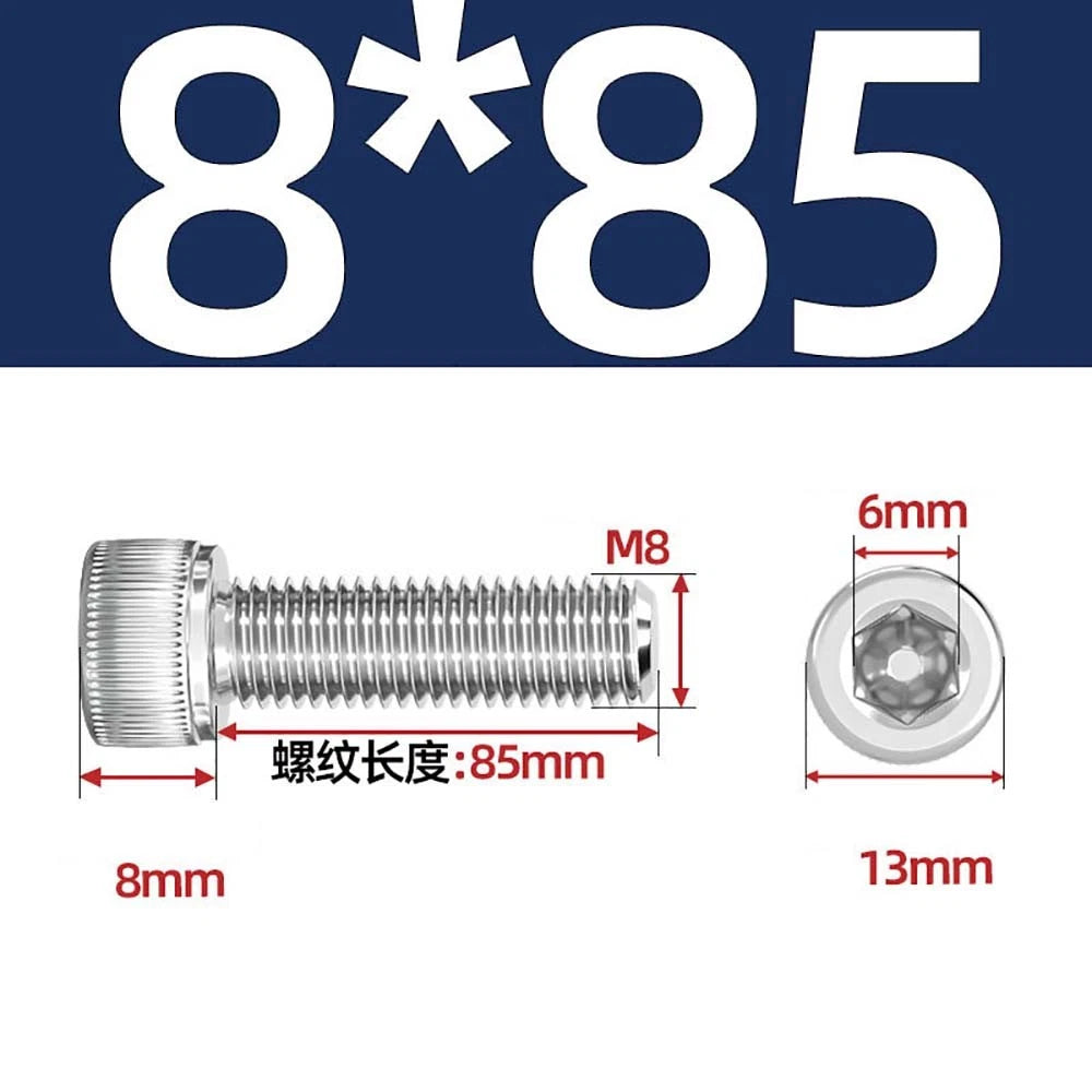 Socket Head Cap Screws – A2 Stainless Steel, M6 to M24, Hex Drive (DIN 912)