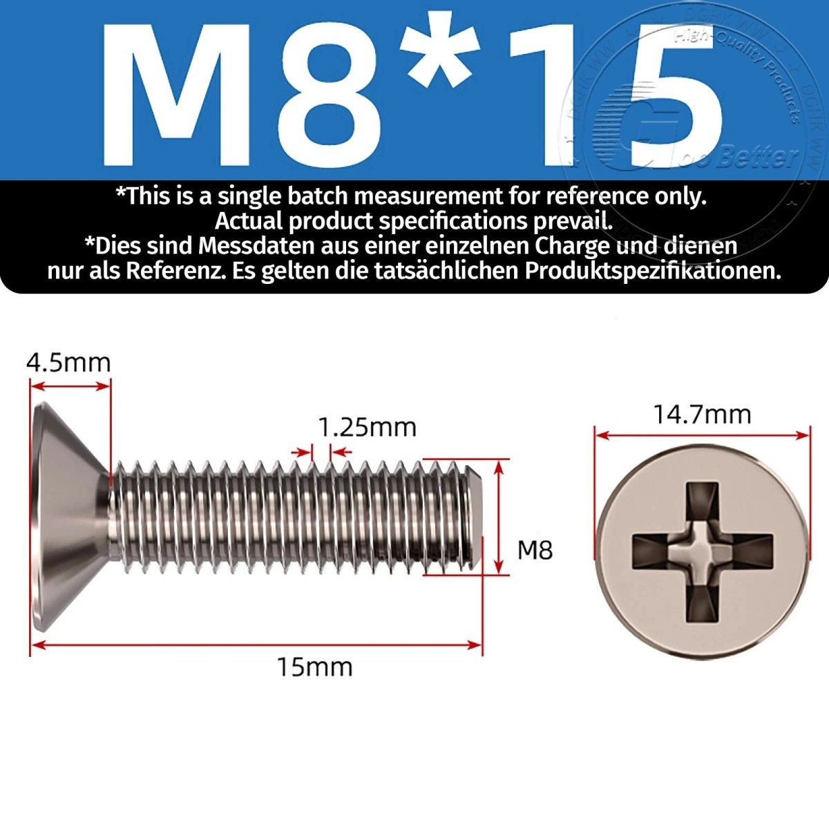 Titanium Phillips Flat Head Machine Screws — GR2 Countersunk, M2 to M8 - HomeDIYer