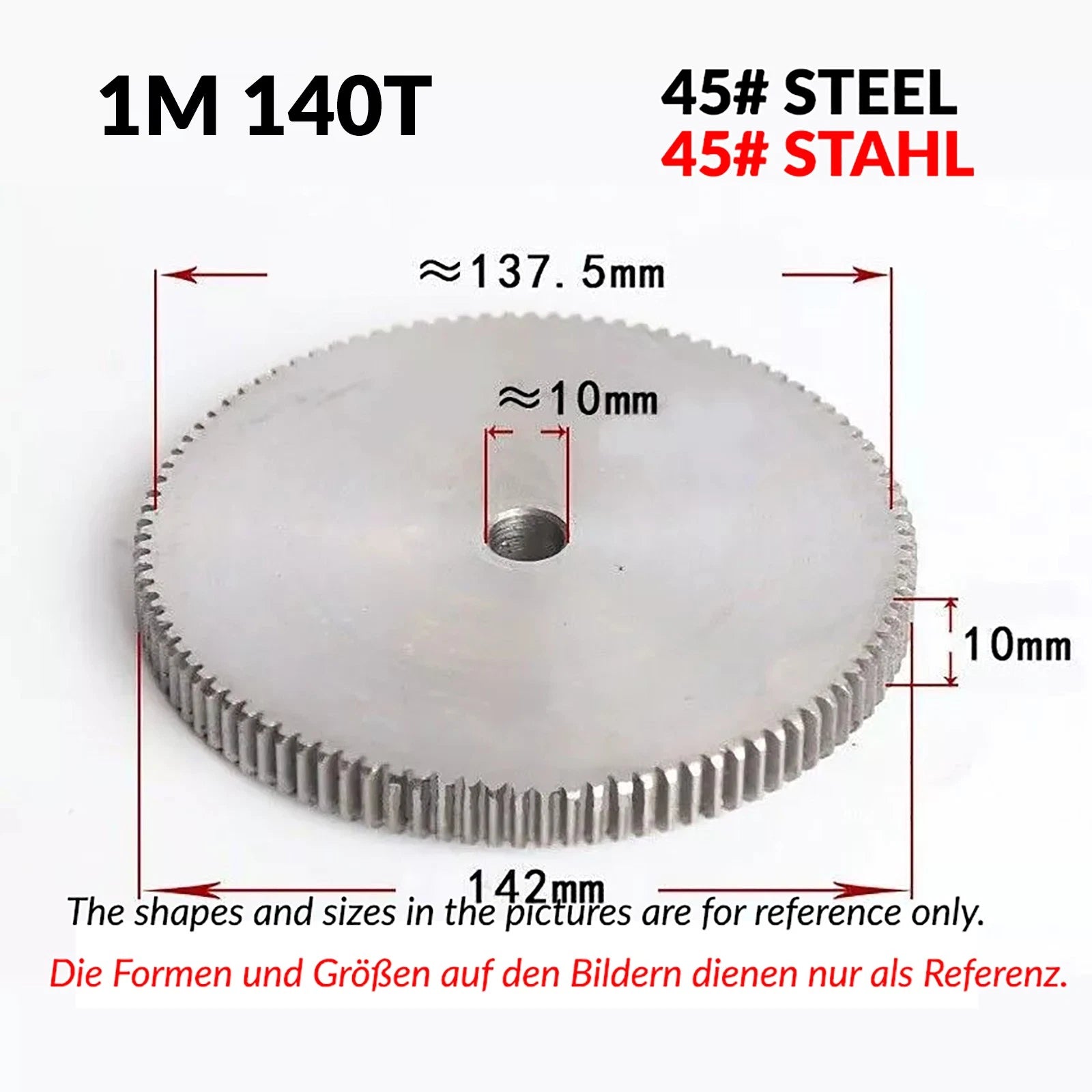 1/1.5/2 Mod 12T-150T Spur Gear 45# Steel Pinion Gear Thickn10-20mm Transmission