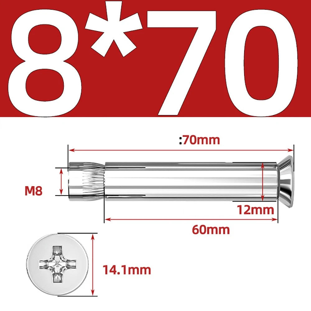 Sleeve Anchor Countersunk Phillips Expansion Bolts M6–M12 | 304/201 SS & Zinc