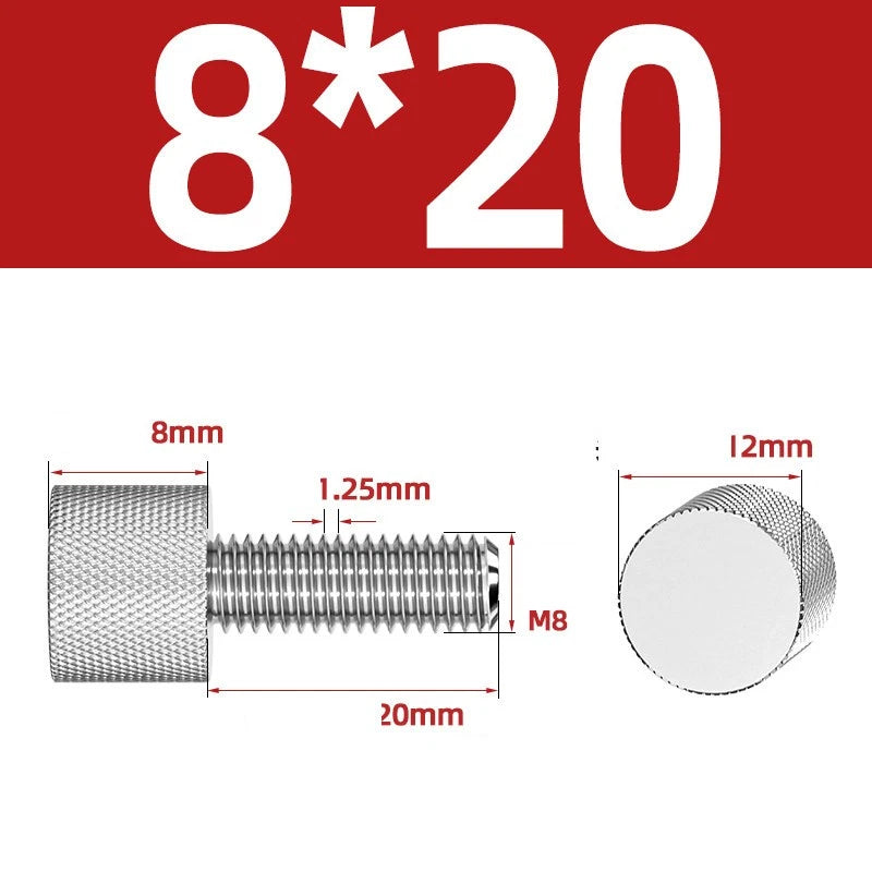 Knurled Thumb Screws A2 Stainless Steel — Flat Head Thumbscrew Bolts M2 M2.5 M3 M4 M5 M6 M8