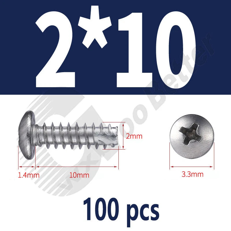 Pan Head Sheet Metal Screws Metric M1~M6 A2 Stainless Steel Sheet Metal Screws