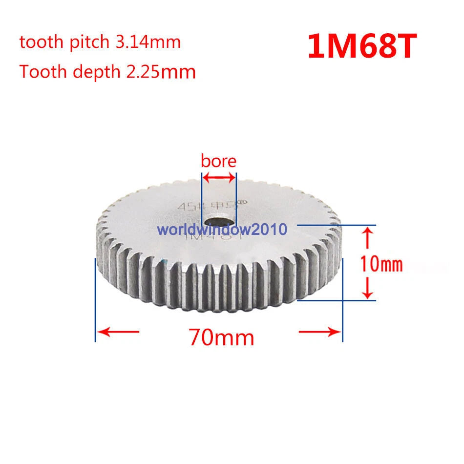 45# Steel Spur Gear 1M12T-1M100T Metal Mod 1 Pinion Gear 12-100 Tooth Moter Gear