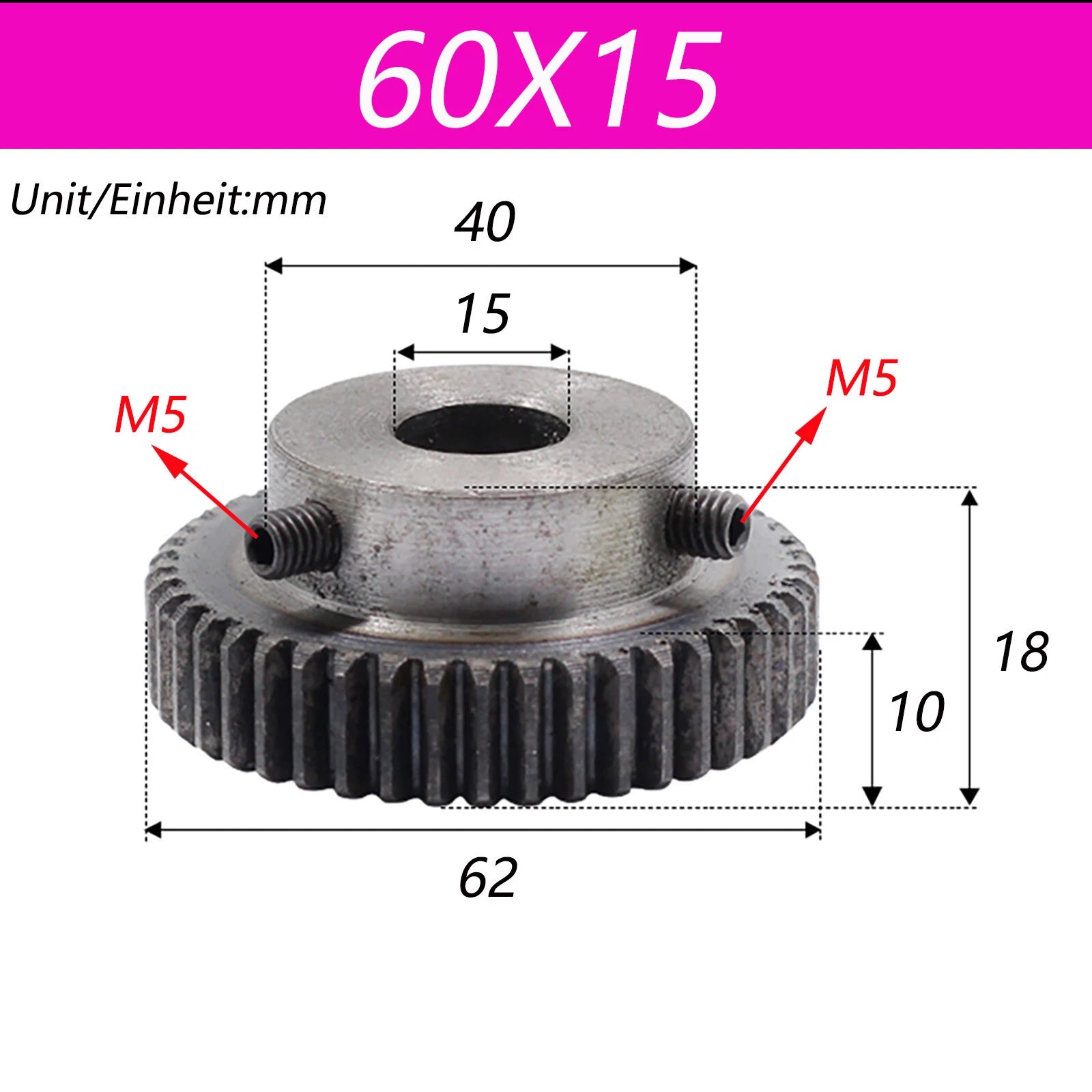 1 Mod Spur Gear Pinion C45 Steel Gear Motor Gear with Steps 30T-125T Bore 6-15mm