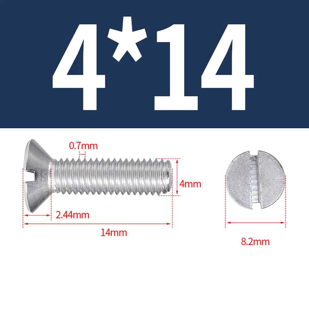 M1.6–M8 A2 Stainless Steel Flat Head Slotted Machine Screws | Countersunk Bolts